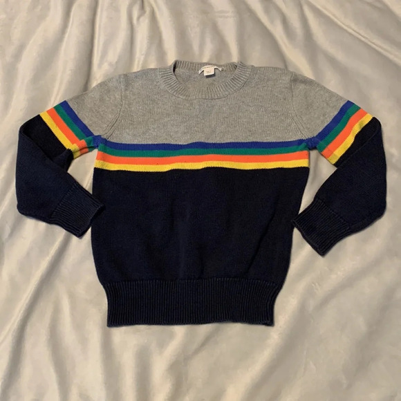 Hanna andersson gray triangle sweatshirt crewcuts knit rainbow knit size 110 4-5 - Picture 2 of 8